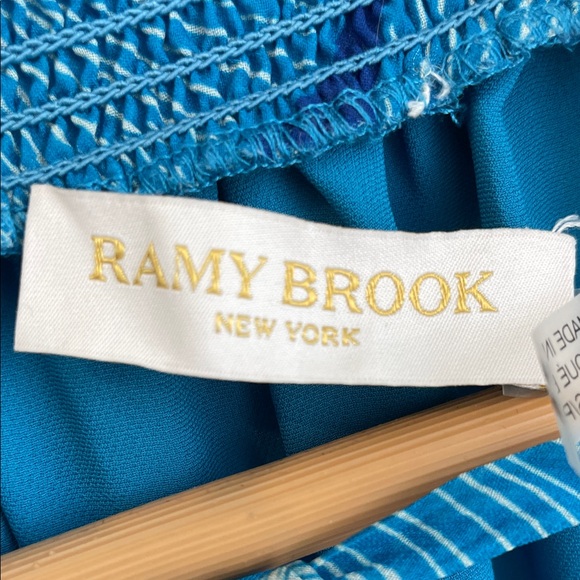 RAMY BROOK • Blue Floral Smocked Tie-Neck Blouse • Small - Picture 2 of 9